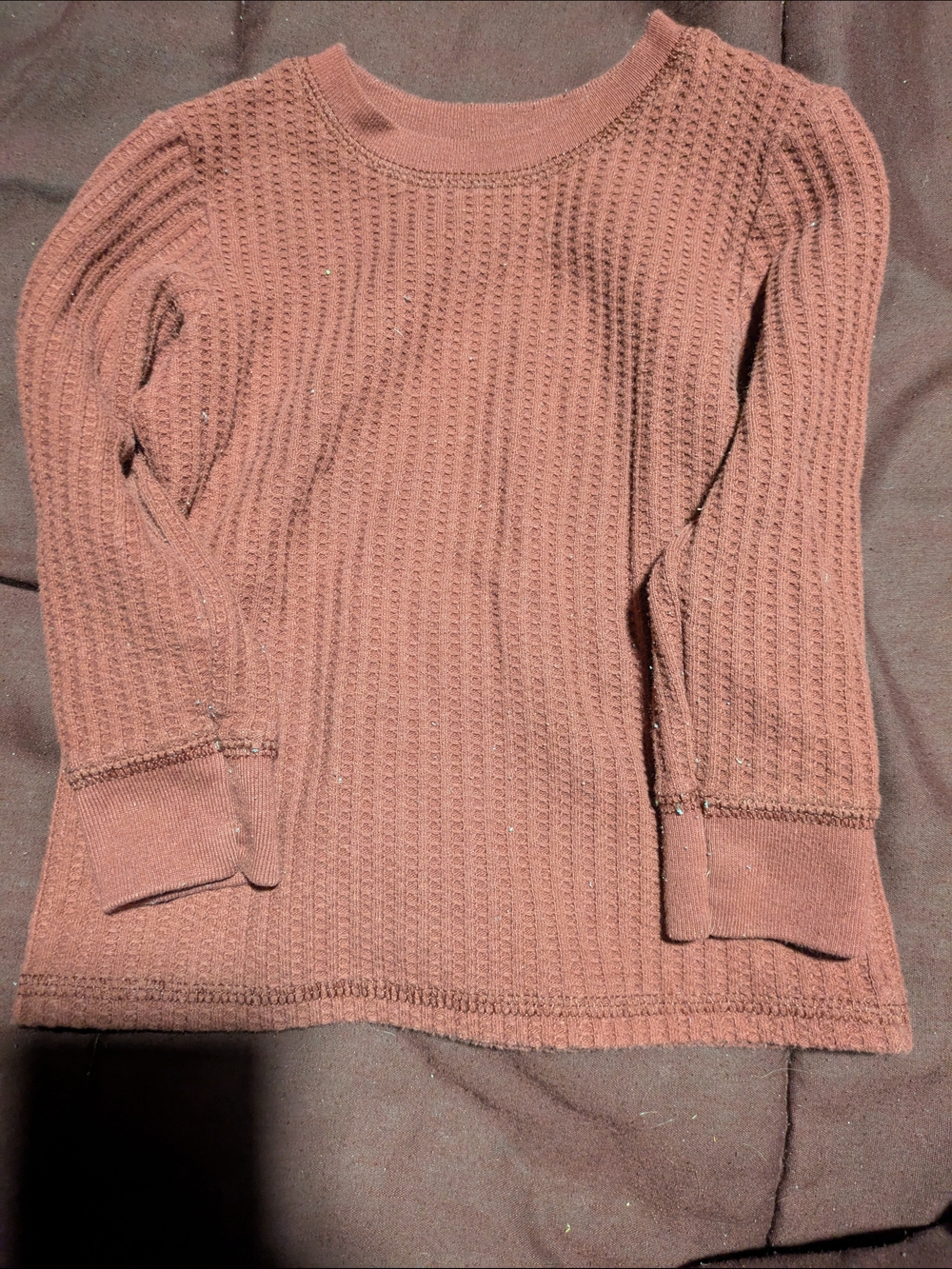 GAP Baby Waffle Knit Long Sleeve Top - Mauve Brown